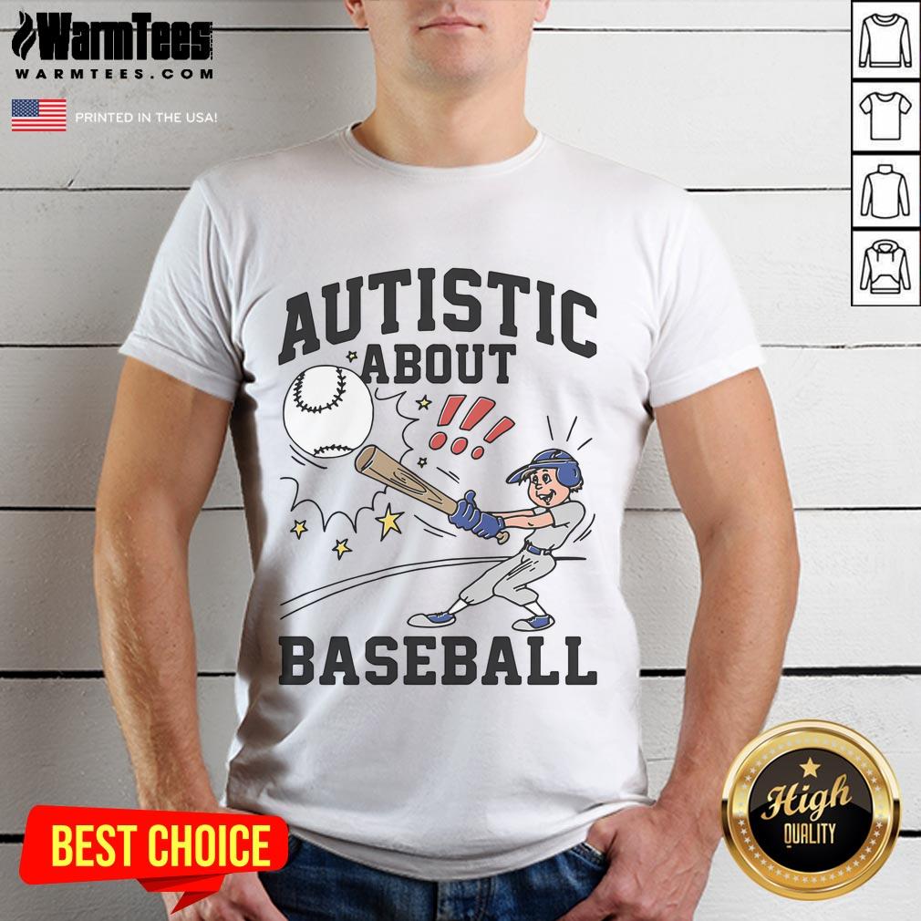 Awesome Autistic About Baseball Illustration T-Shirt featuring a colorful design celebrating autism and baseball passion.