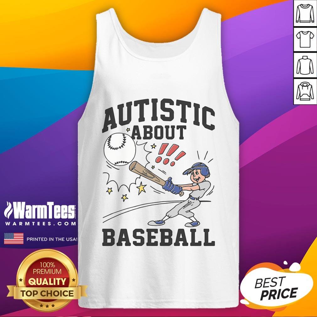 Awesome autistic baseball illustration on a stylish tank top celebrating neurodiversity and sports enthusiasm.