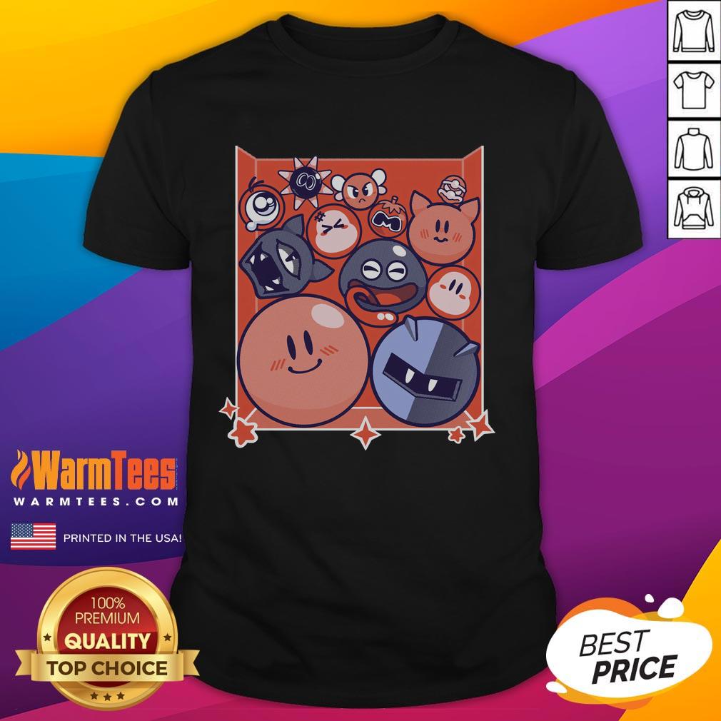 Awesome Kirby Puffball Drop T-Shirt featuring vibrant colors and a playful design of Kirby in action.