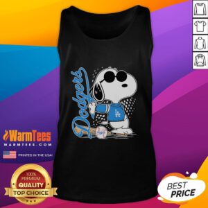 Alt Text: Awesome Los Angeles Dodgers X Snoopy pose tank top featuring a playful design perfect for baseball fans.
