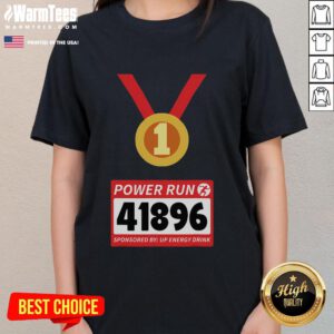 Runner in 'Awesome Power Run' tee, sponsored by Up Energy Drink, participating in half marathon event.