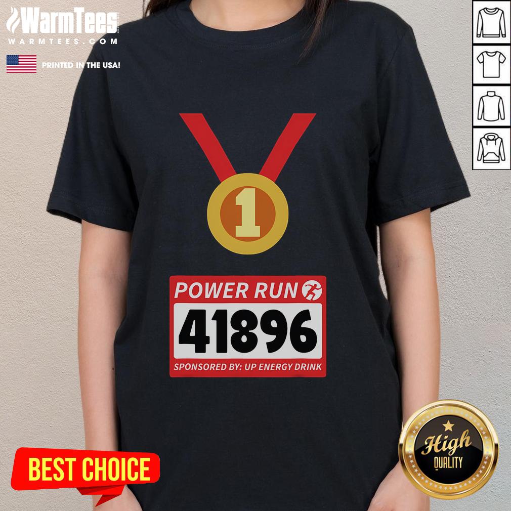 Runner in 'Awesome Power Run' tee, sponsored by Up Energy Drink, participating in half marathon event.