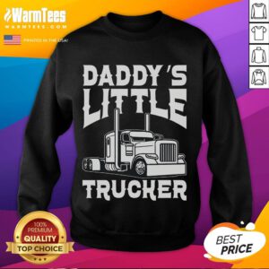 Awesome semi truck sweatshirt for kids - Daddy's Little Trucker design, perfect for young trucking fans.