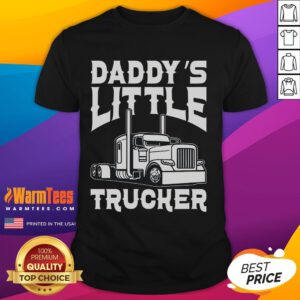 Alt Text: Awesome semi truck Daddy's Little Trucker T-shirt featuring a vibrant truck design, perfect for young truck enthusiasts.