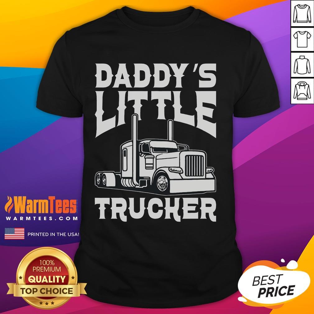 Alt Text: Awesome semi truck Daddy's Little Trucker T-shirt featuring a vibrant truck design, perfect for young truck enthusiasts.