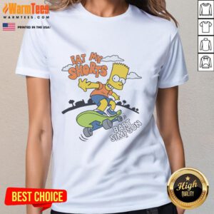 Awesome The Simpsons Bart Simpson Eat My Shorts Ladies Tee featuring a vibrant graphic of Bart and playful text.