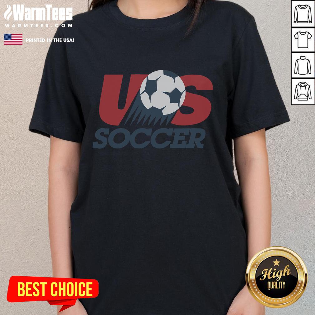 Alt Text: Awesome US Soccer 1993 crest ladies tee featuring a vintage design in vibrant colors, perfect for soccer fans.