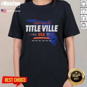Awesome Welcome to Titleville USA ladies tee featuring vibrant graphics and a comfortable fit, perfect for casual wear.