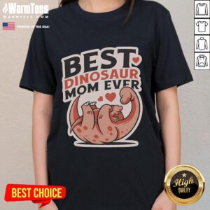 Alt Text: Cute Best Dinosaur Mom Ever Mamasaurus Ladies Tee featuring a playful dinosaur design, perfect for moms who love dinosaurs.