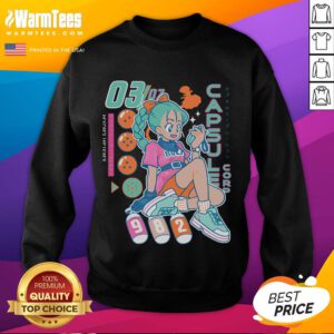 Adorable Bulma Boyfriend Detector sweatshirt from Capsule Corporation, perfect for anime and retro fashion fans.