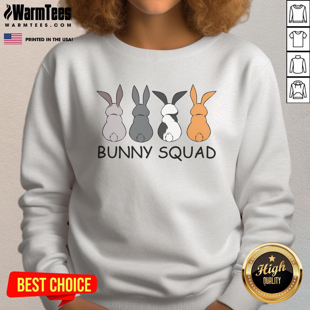 Cute Bunny Team Squad sweatshirt featuring adorable rabbits, perfect for bunny lovers and cozy outfits.