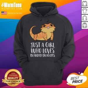 Cute girl wearing a hoodie featuring a bearded dragon, showcasing love for lizards and reptiles.