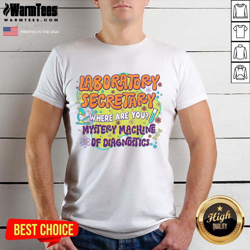 Adorable 'Cute Laboratory Secretary Lab Week Mystery Machine Of Diagnostics' T-shirt featuring fun lab-themed graphics.