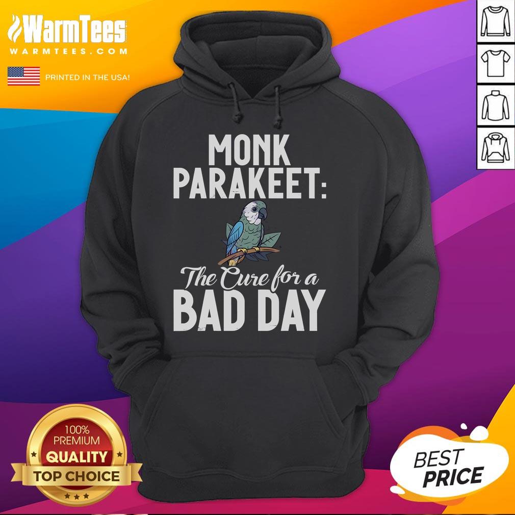 Alt Text: Cute monk parakeet hoodie design offering comfort and cheer, perfect for brightening a bad day.