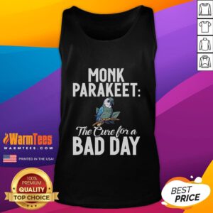 Cute Monk Parakeet tank top design featuring a cheerful bird, perfect for lifting spirits on a bad day.