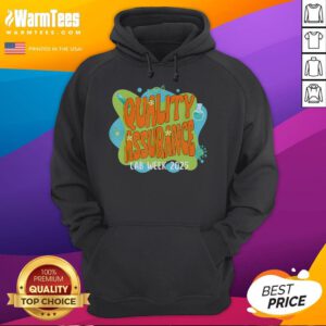 Cute quality assurance lab scientist wearing a retro Lab Week 2025 hoodie in a vibrant laboratory setting.