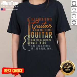Alt Text: Funny tee featuring a guitar player with multiple guitars, perfect for music lovers and guitar enthusiasts.