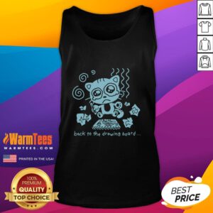 Funny Back To The Drawing Board Cat Cute Tank Top featuring a playful cat illustration, perfect for casual wear.