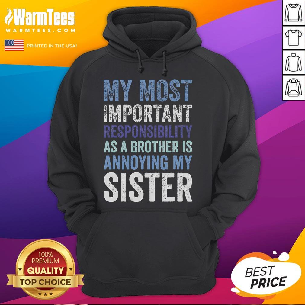 Funny brother in hoodie teasing sister, showcasing sibling rivalry and playful annoyance. Perfect for sibling humor lovers.