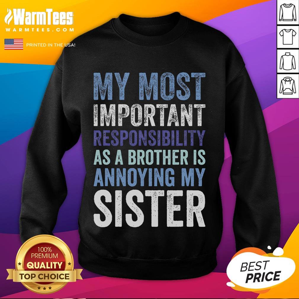 Funny brother in sweatshirt teasing sister, showcasing sibling rivalry humor with playful antics.