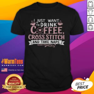 Funny cross stitch crochet design on a knitting t-shirt for craft lovers, showcasing playful stitching patterns.
