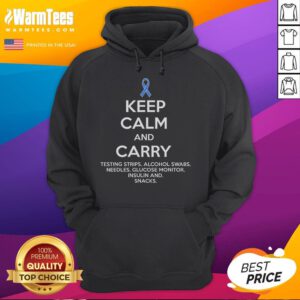 Funny Diabetic hoodie promoting Type 1 and Type 2 diabetes awareness with a humorous 'Keep Calm' design.