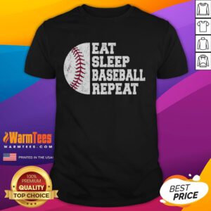 Alt Text: Funny Eat Sleep Baseball Repeat T-shirt design featuring a baseball player, perfect for baseball enthusiasts.