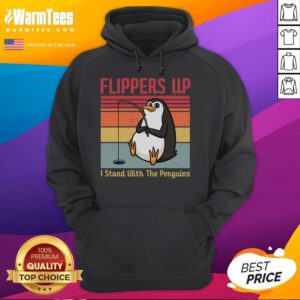 Funny Flippers Up I Stand With The Penguins Vintage Hoodie featuring playful penguin graphics and cozy design.