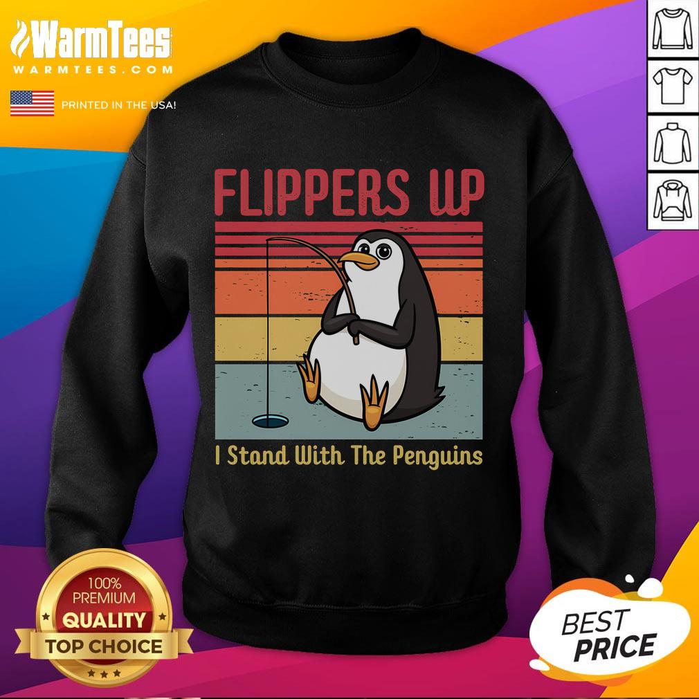 Funny flippers up I stand with the penguins vintage sweatshirt featuring playful penguin graphics and cozy design.