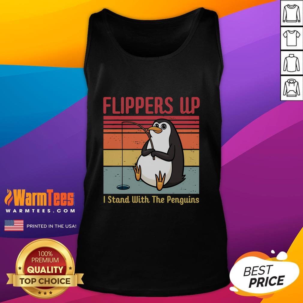 Funny flippers up I stand with the penguins vintage tank top featuring playful penguin graphics on a stylish design.