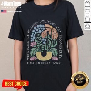 Funny Foxtrots Delta Tangos Flower Boho Ladies Tee featuring a vibrant floral design and playful text.
