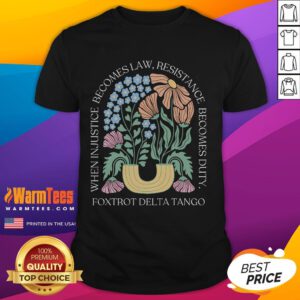 Funny Foxtrots Delta Tangos Flower Boho T-Shirt featuring vibrant floral designs and a playful, trendy style.
