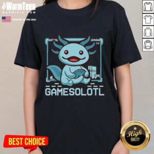 Funny Gamesalotl boy axolotl graphic tee for gaming ladies, featuring a playful axolotl character perfect for gamers.