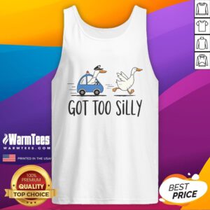 Funny goose wearing a police tank top, showcasing silly pun humor and playful personality in a lighthearted scene.