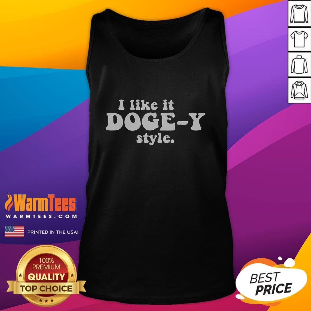 Funny 'I Like It' Doge Y-Style Tank Top featuring a playful Doge meme design in vibrant colors.