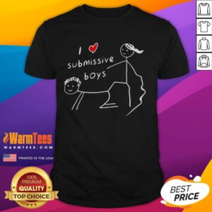 Funny I Love Submissive Boys Stickman T-Shirt design featuring a playful stick figure and heart graphics.