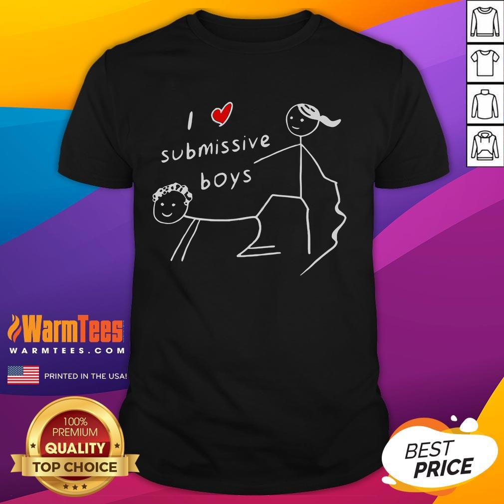 Funny I Love Submissive Boys Stickman T-Shirt design featuring a playful stick figure and heart graphics.