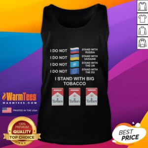 Funny 'I Stand With Big Tobacco' Marlboro tank top design, perfect for tobacco enthusiasts and humor lovers.