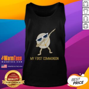 Funny My First Communion Dabbing Wafer tank top, perfect for kids' 1st Communion celebrations and fun family photos.