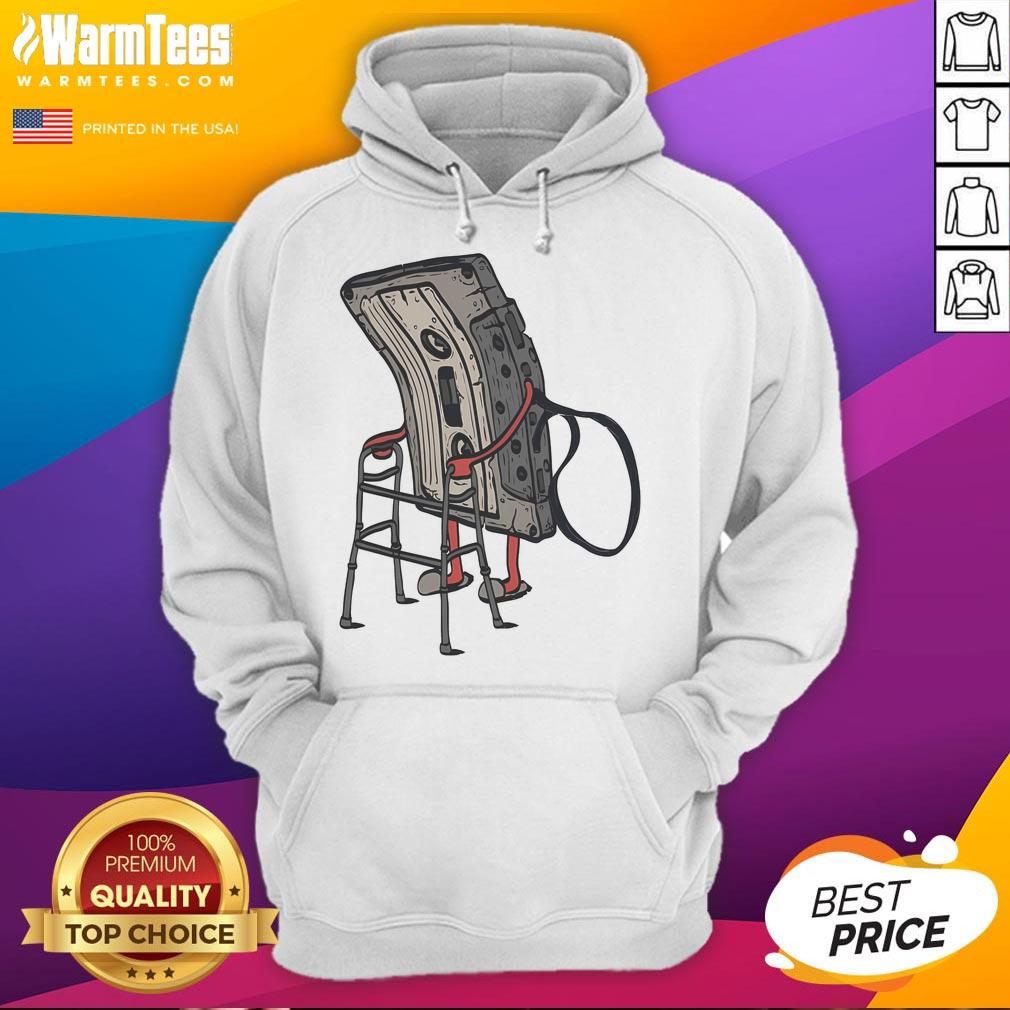 Funny old cassette retro hoodie featuring a nostalgic cassette tape design for music lovers and vintage fashion enthusiasts.