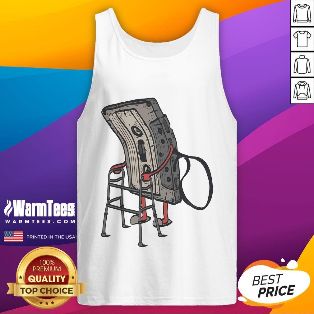 Funny old cassette retro tank top featuring a vibrant design perfect for vintage music lovers and casual summer style.