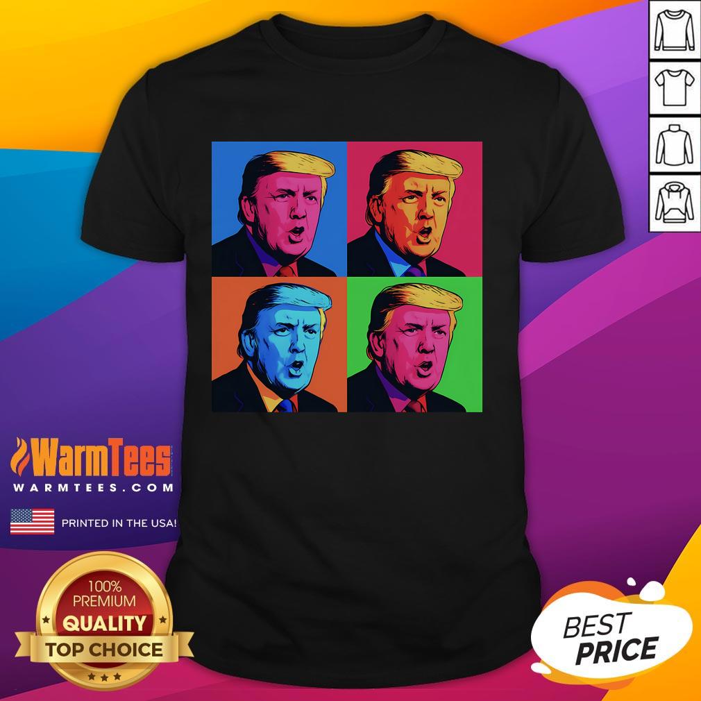 Funny Pop Art Donald Trump Retro T-Shirt featuring colorful graphics and a humorous design perfect for casual wear.