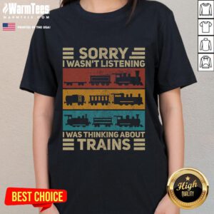 Funny retro wagon train lover model railroad conductor tee for ladies featuring a vintage train design.