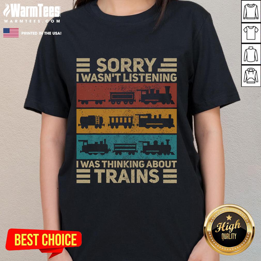 Funny retro wagon train lover model railroad conductor tee for ladies featuring a vintage train design.