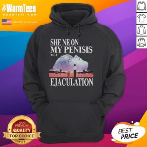 Funny Neon Genesis Evangelion hoodie featuring a playful 'She Neon My Penis Til I Ejaculation' design for anime fans.