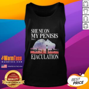 Funny Neon Genesis Evangelion tank top featuring humorous 'She Neon My Penisis Til I Ejaculation' design.