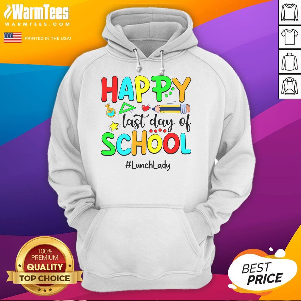 Funny summer teacher in a happy hoodie celebrating the last day of school with a lunch lady vibe.