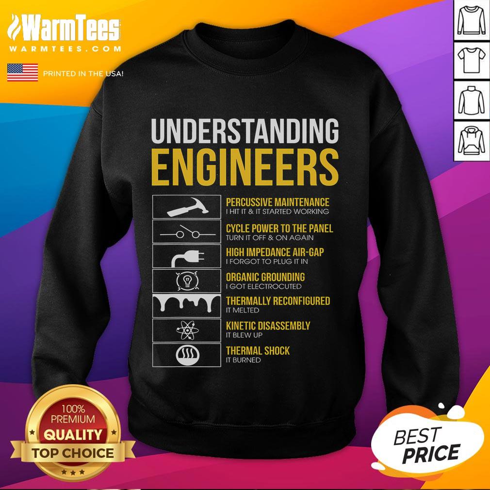 Funny Understanding Engineers sweatshirt featuring a sarcastic engineering design, perfect for engineering enthusiasts.