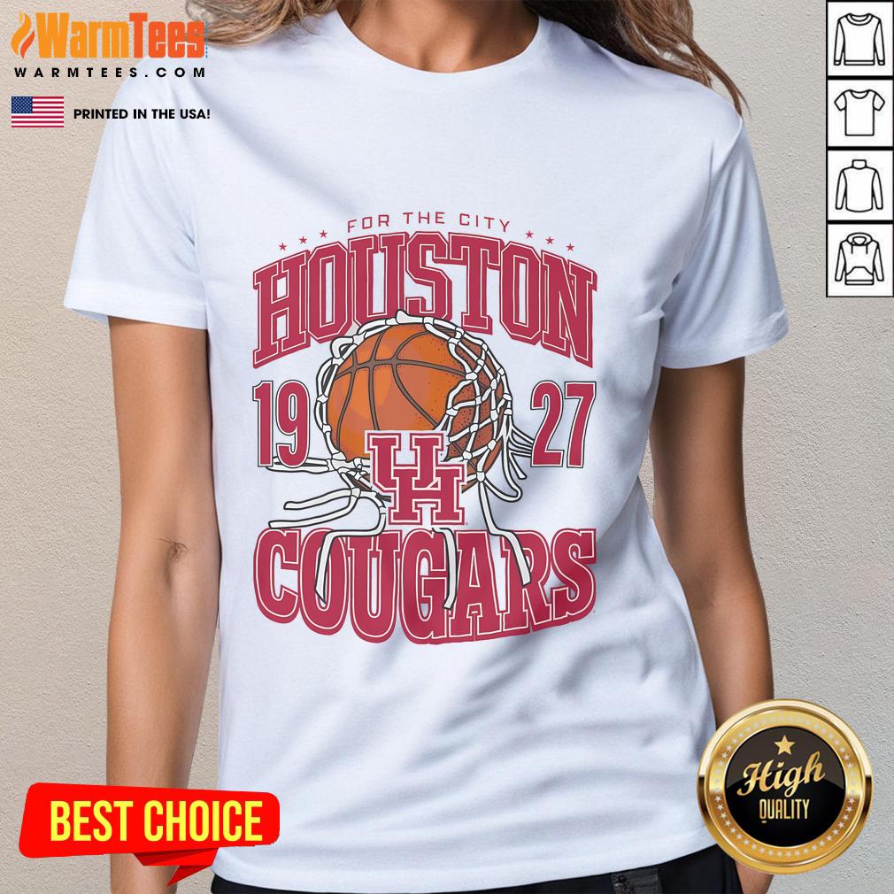 Alt Text: Good Houston Cougars Cut The Net Ladies Tee featuring vibrant team colors and stylish design for fans.