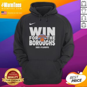 Good New York Knicks Win for the Boroughs 2025 Playoffs hoodie in blue, showcasing team pride and playoff spirit.